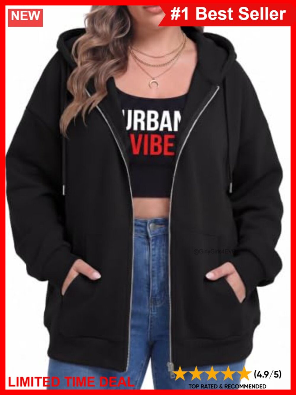 Plus Size Zip Up Hoodie Oversized Fleece Lined Sweatshirt Jacket Women
